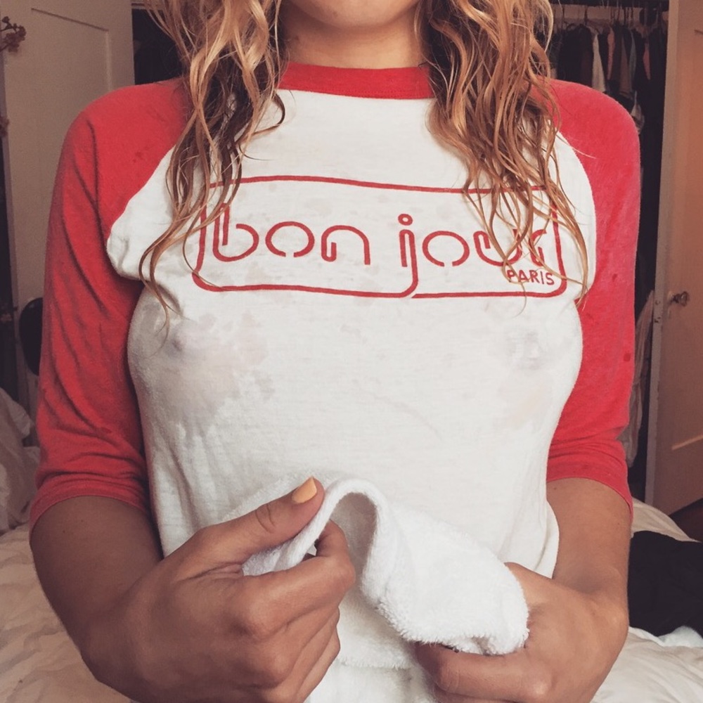 Vintage baseball bon jour  tee