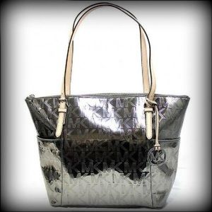 Michael Kors Jet Set Metallic Nickel tote
