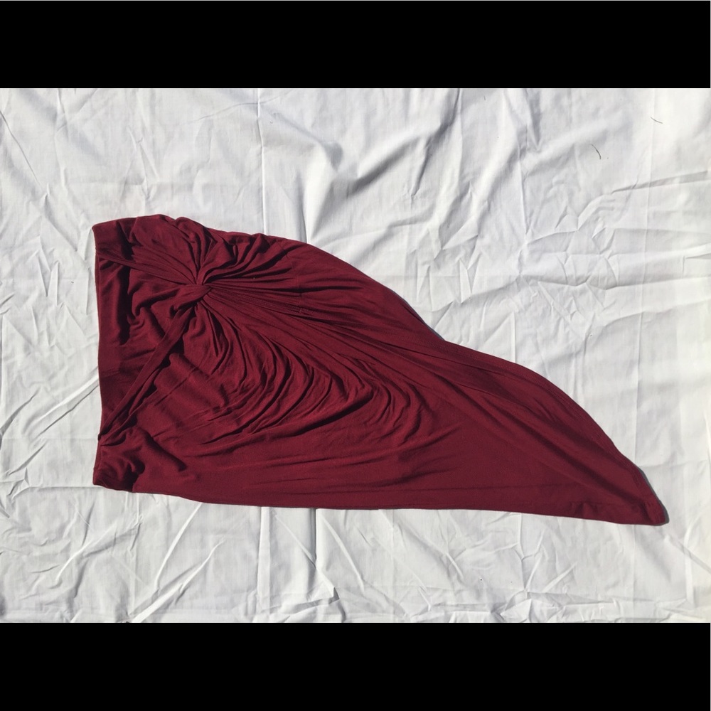Maroon drape bodycon skirt