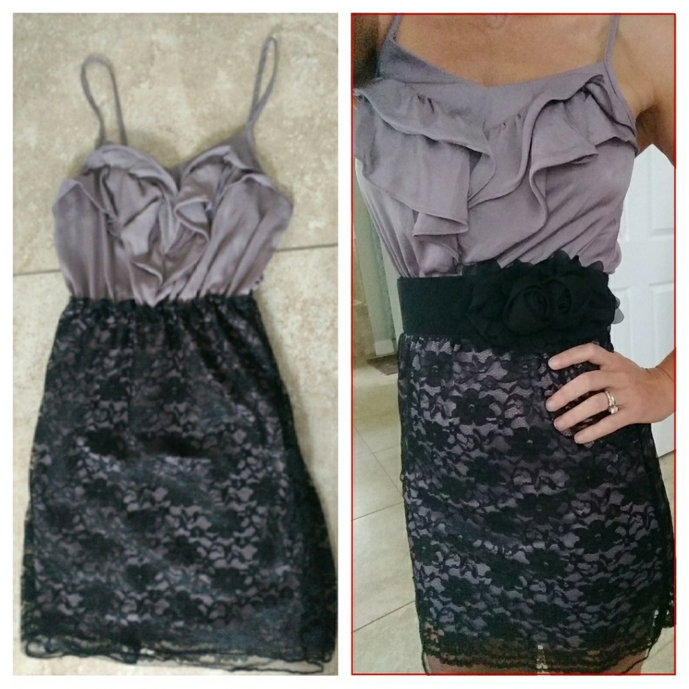 $1o- lace and ruffle dress