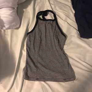 Blue & white striped crop top