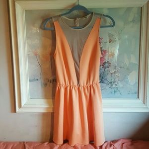 Mesh Cutout Peach Dress