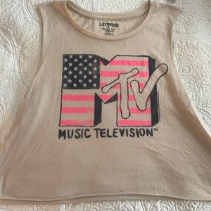 Tan MTV cropped tshirt