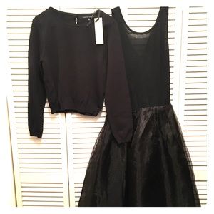 English Factory Black Tulle Skirt Dress