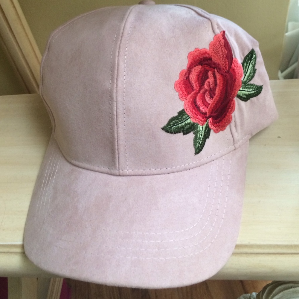 Stylish light pink with floral design hat