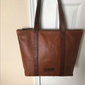 New Brown Leather Vintage Fossil Tote Bag