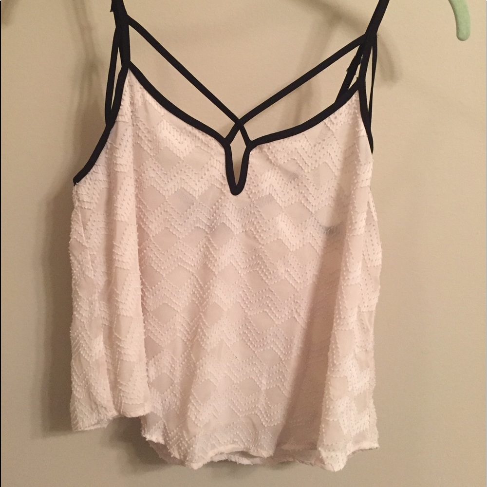 ASTR Cream Cross Front Tank