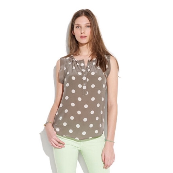 Madewell Silk Dotty Sunshade Top in Mint Cream - Picture 2 of 6
