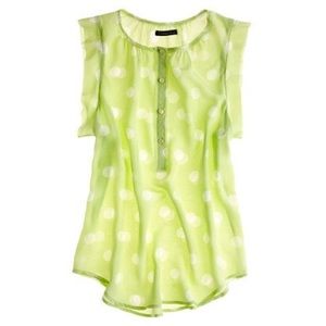 Madewell Silk Dotty Sunshade Top in Mint Cream