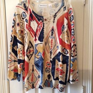 Alfred Dunner 3/4 sleeve multicolored top