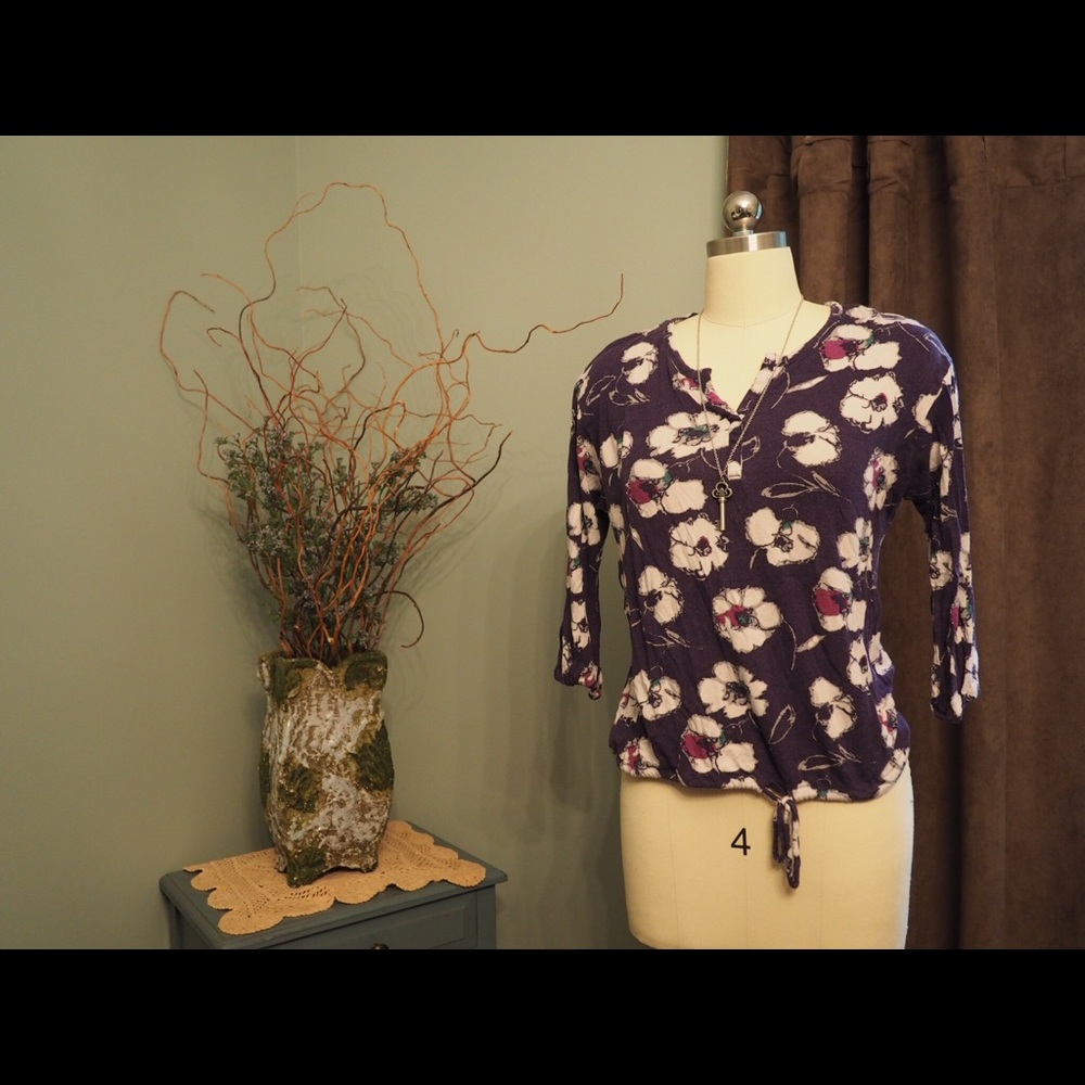 Floral 3/4 length top
