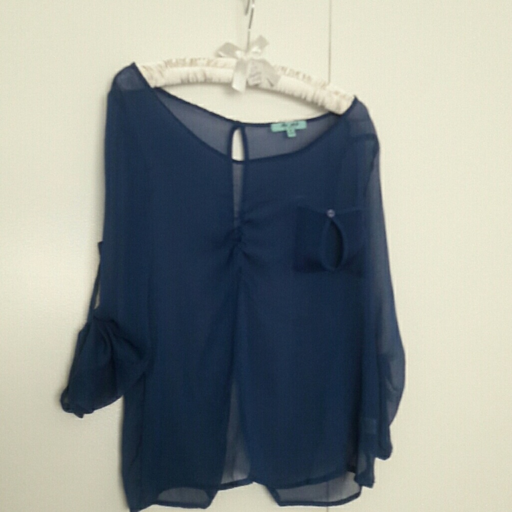 Sheer sapphire blue blouse. PRICE CUT