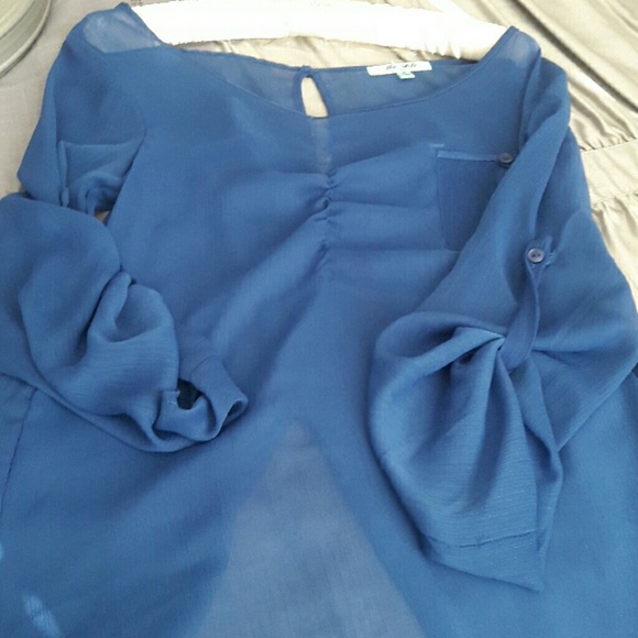 Sheer sapphire blue blouse. PRICE CUT - Picture 3 of 4