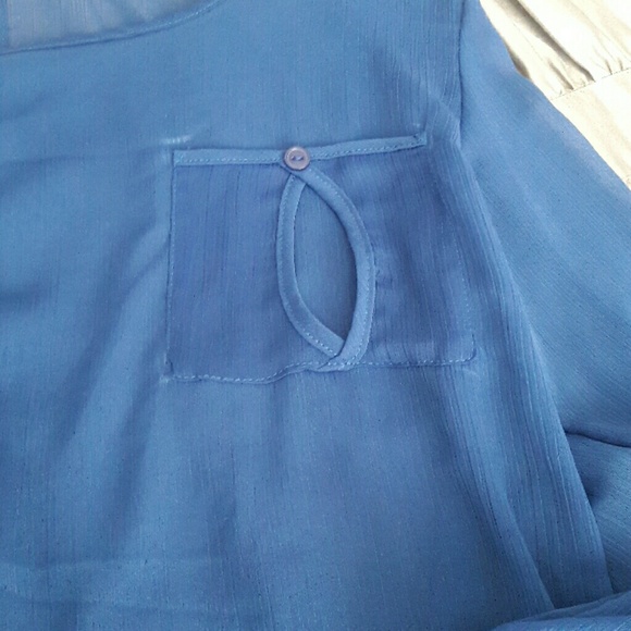 Sheer sapphire blue blouse. PRICE CUT - Picture 4 of 4