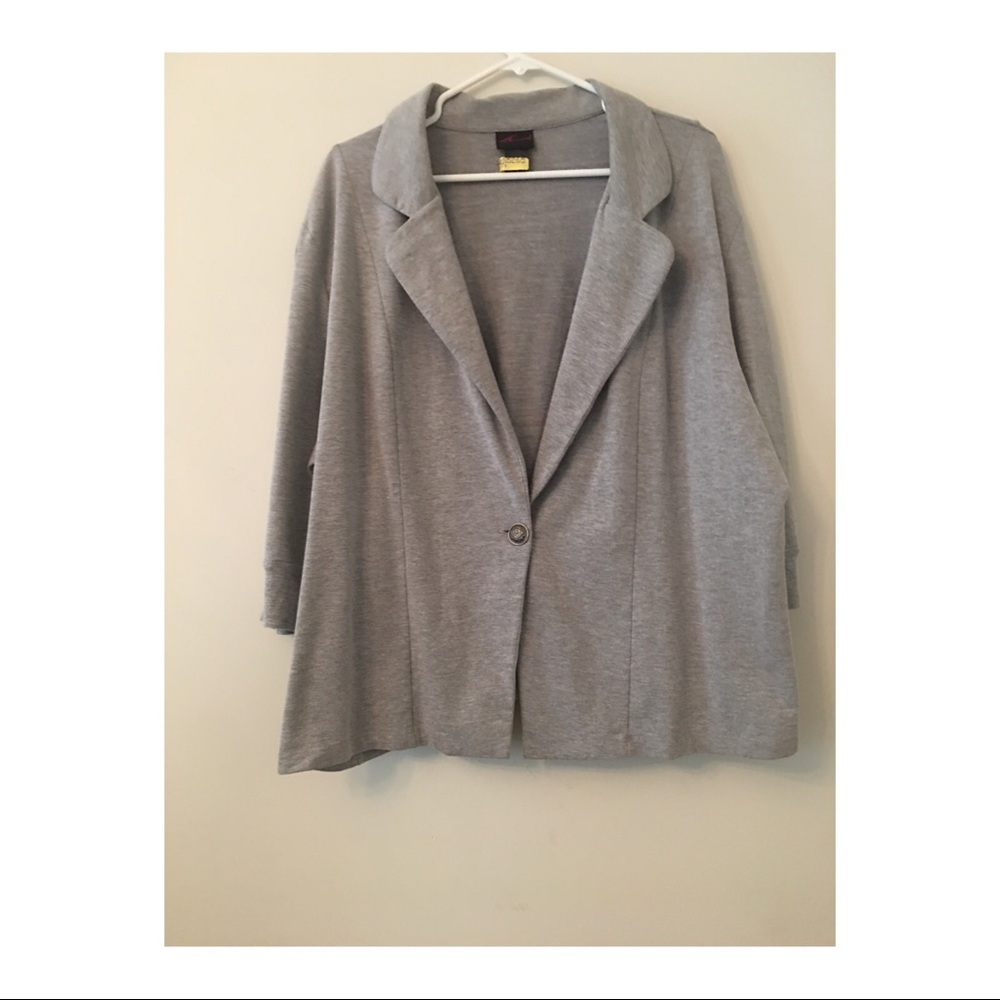 Plus Size Grey French Terry Blazer