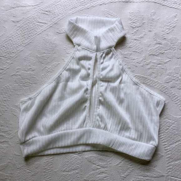 Boutique Tops - White Choker Crop Top