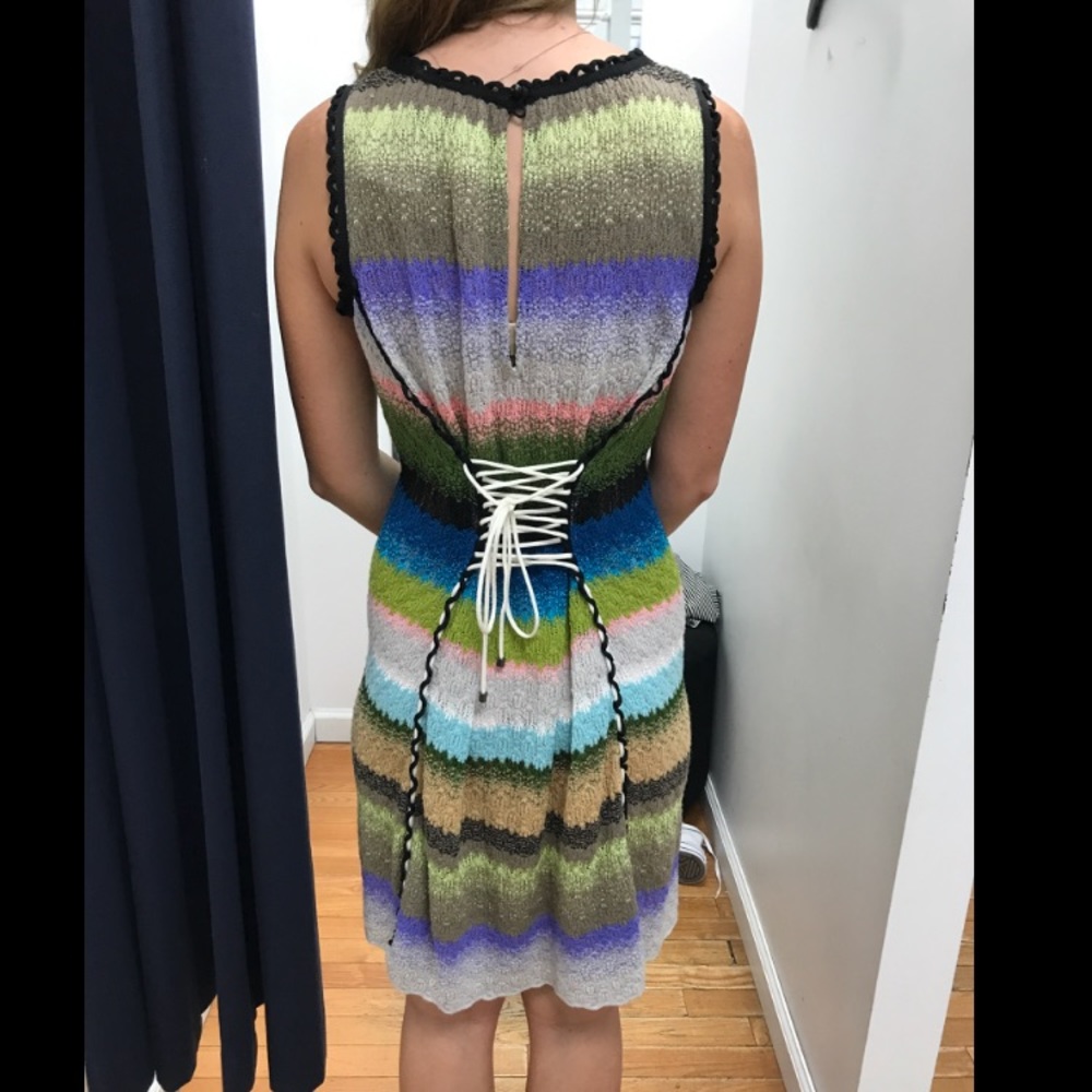 Missoni knit mini dress with lace up back