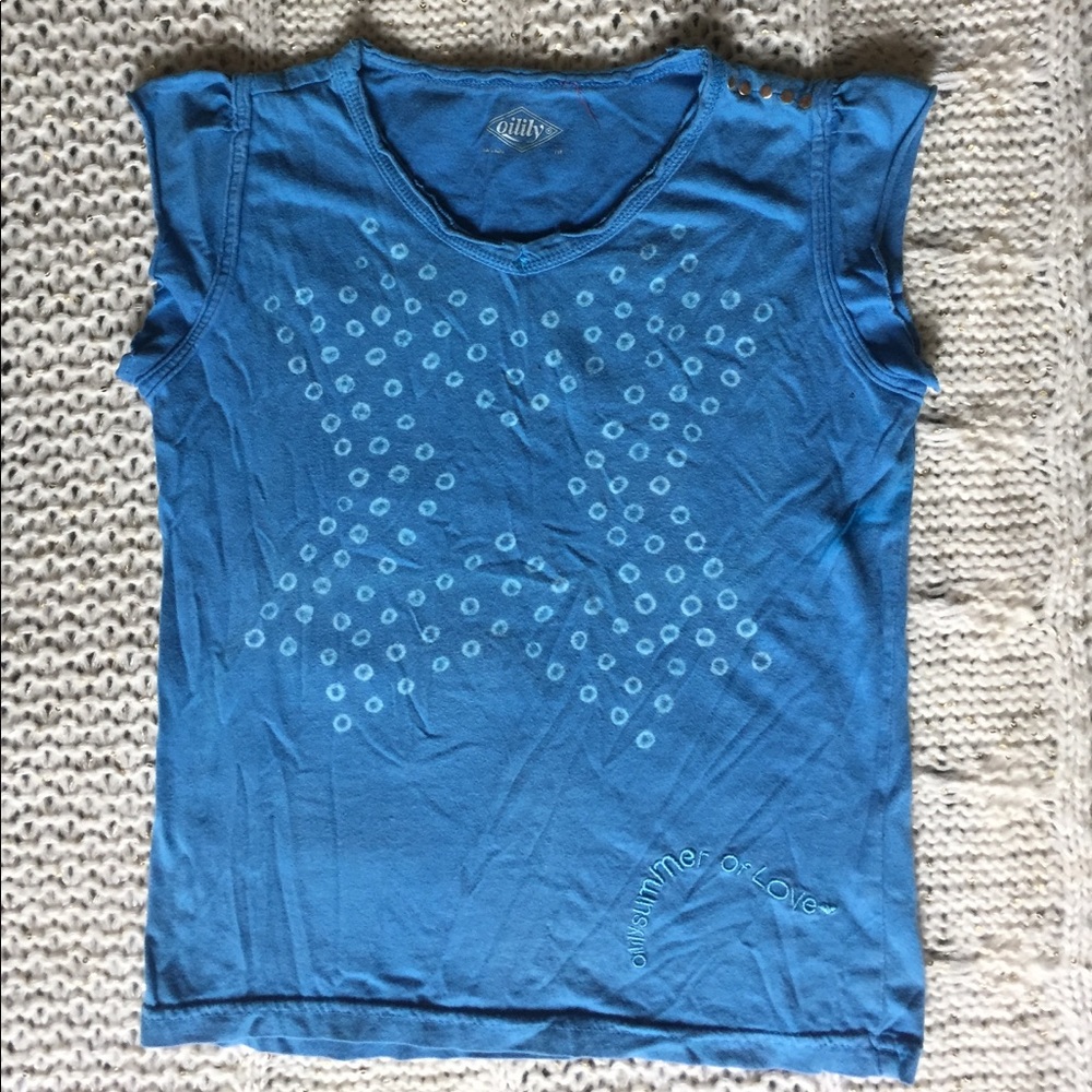 Oilily Sky blue batik soft cotton tee Girls 7