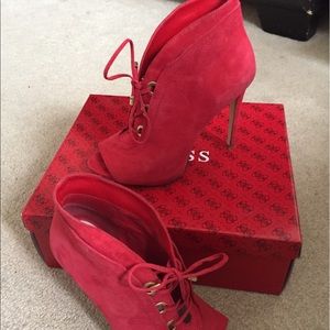 Guess peep toe booties