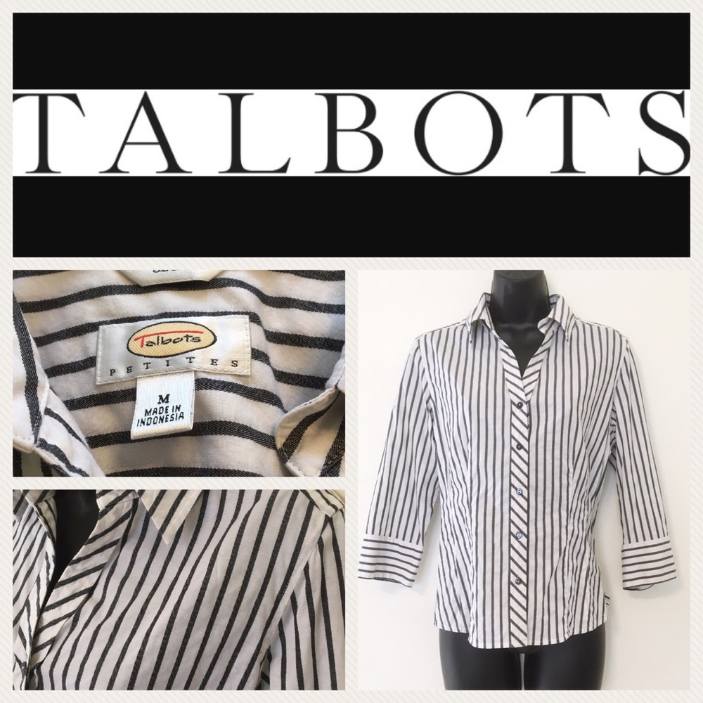 Talbots Stretch Shirt~Striped & Button Down~Size M