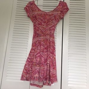 Cross back pink printed skater dress