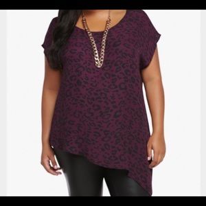 Torrid Asymmetrical leopard print blouse 2x