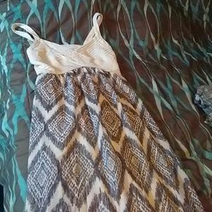 White and black maxi dress