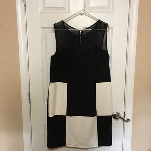 A beautiful black and white semi formal dress