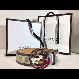 SOLD!! AUTHENTIC GUCCI GG CANVAS/LEATHER MENS BELT