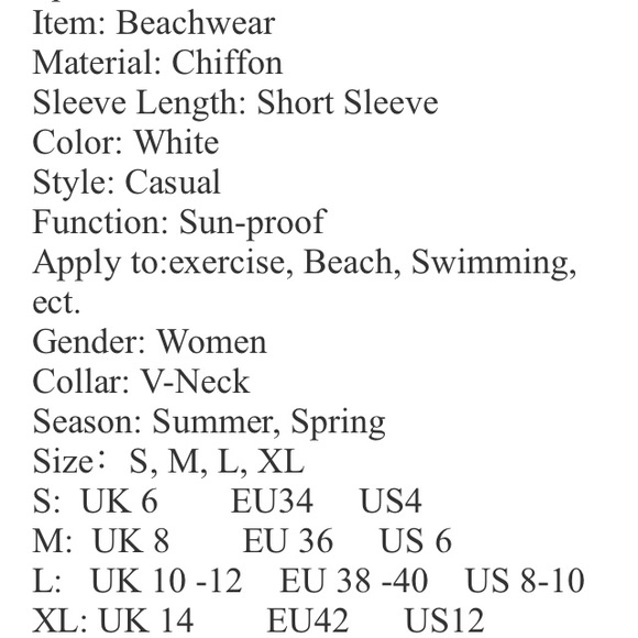 Sexy White chiffon cover up comes new in pkg. - Picture 6 of 6