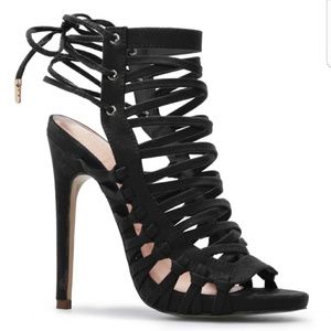 Black laceup heels