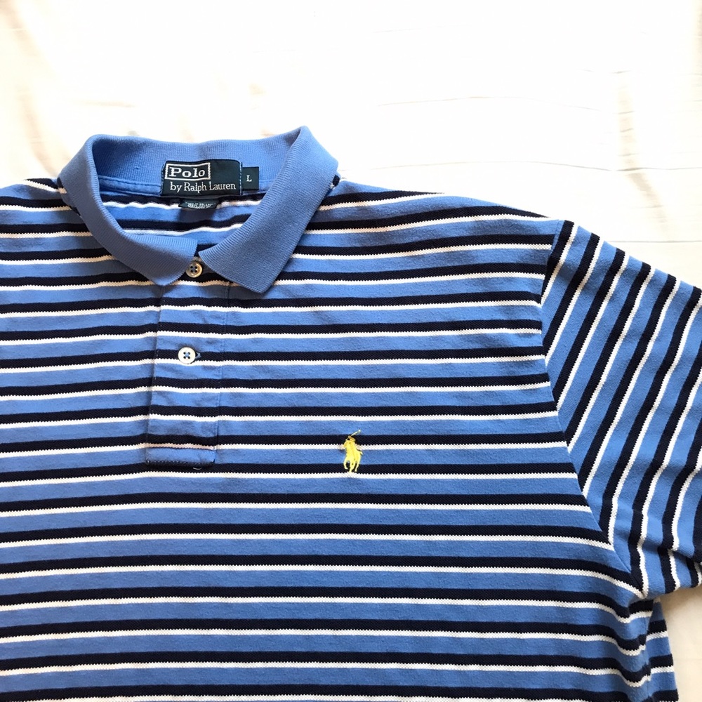 Polo Men's Large blue and white collared shirt