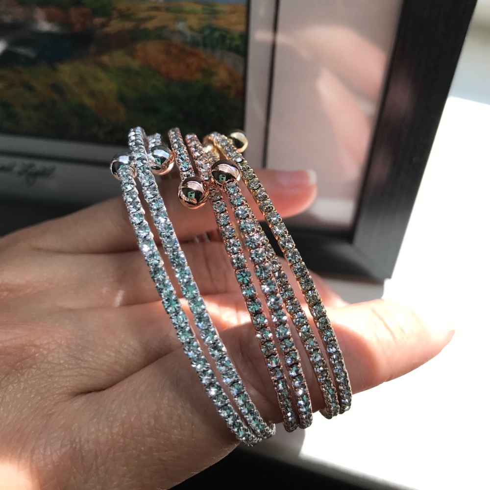 Beautiful silver, rose, gold rhinestones bracelet