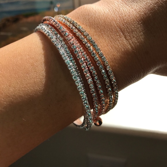 Beautiful silver, rose, gold rhinestones bracelet - Picture 2 of 4