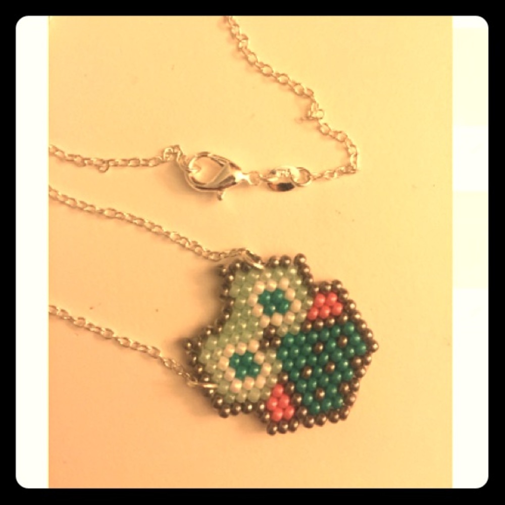 Baby blue owl necklace-sterling silver chain