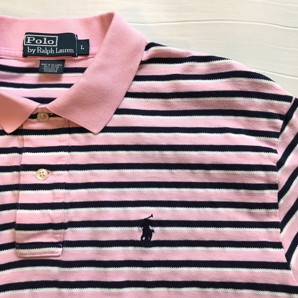 Polo men's large pink and blue collared shirt