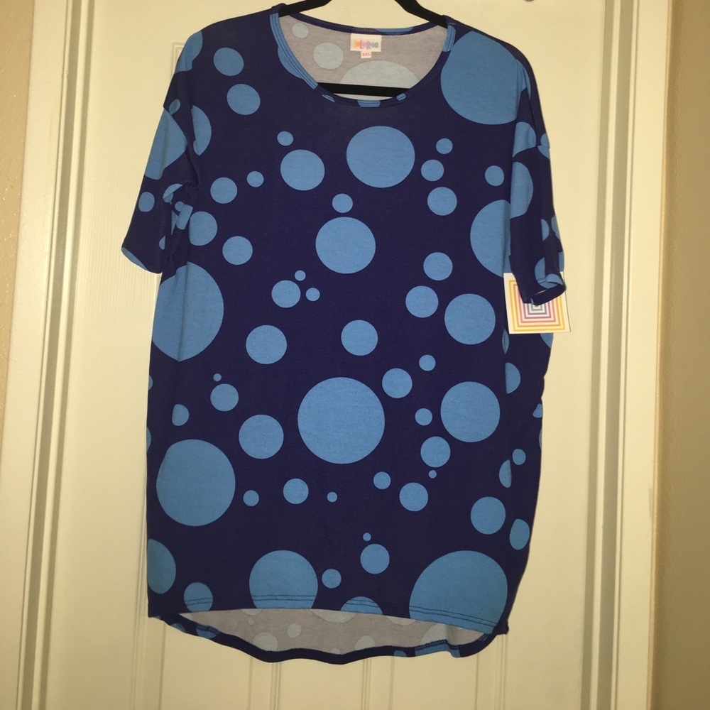 Lularoe Irma blue polka dots size xxs brand new