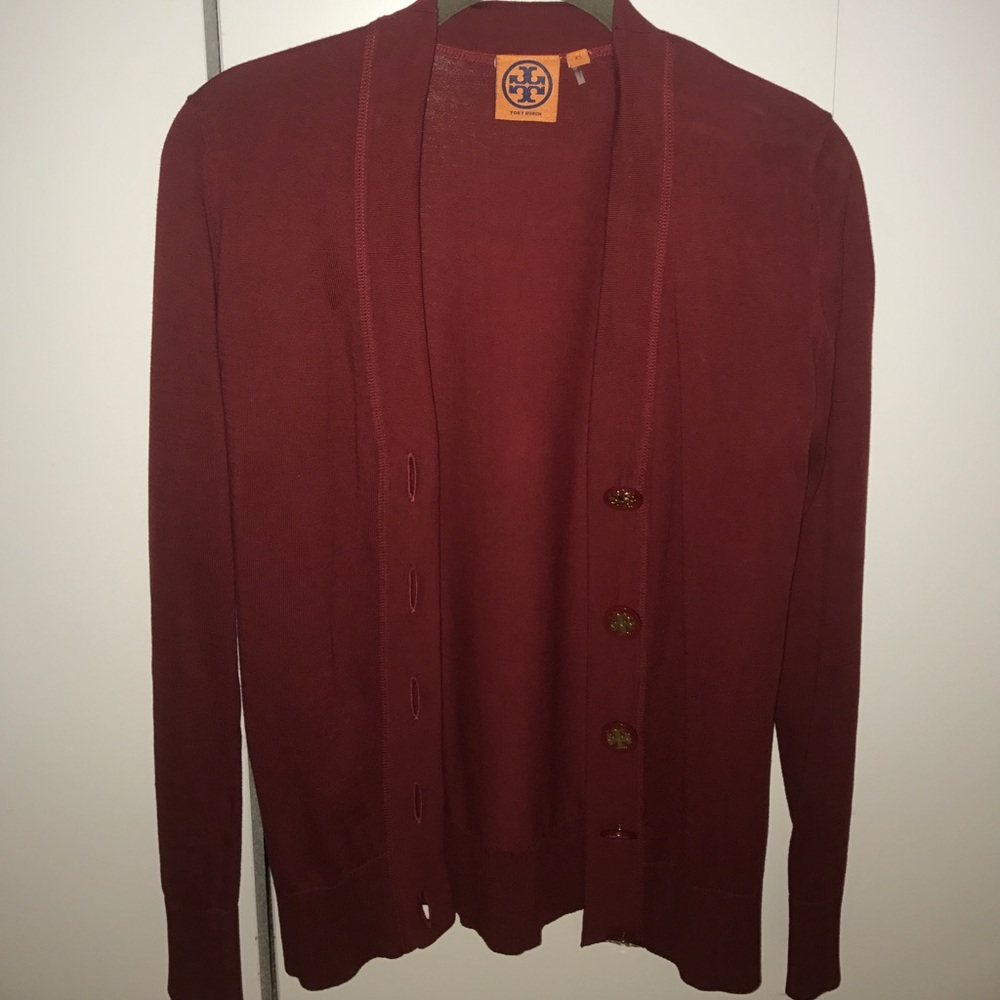 Red Tory Burch cardigan in perfect condition!
