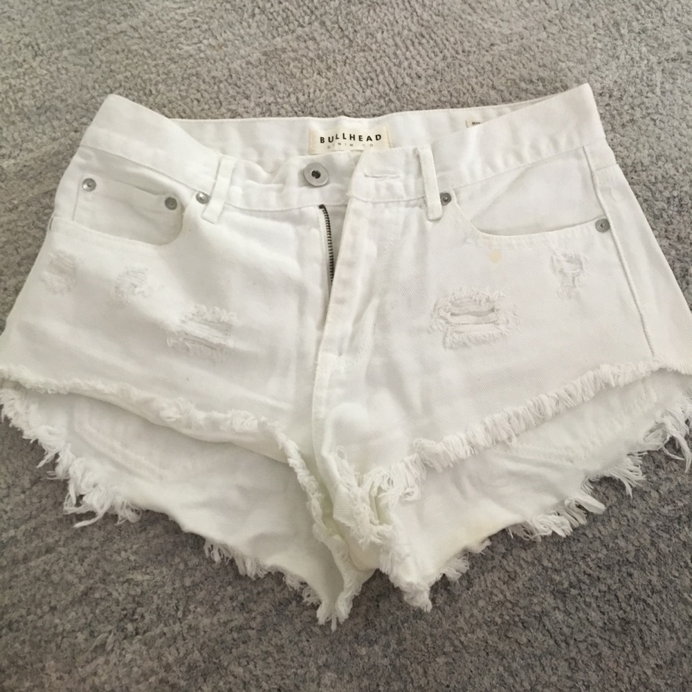 BullHead High Rise White Short