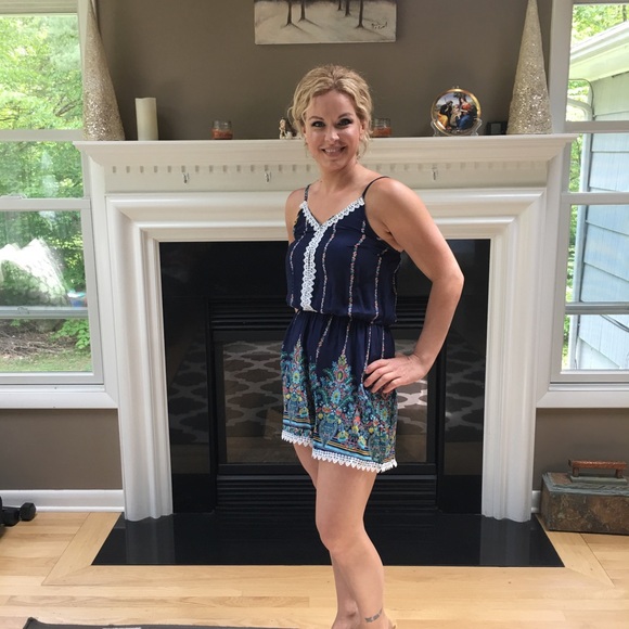 NEW Boho Crochet Spaghetti Strap Romper - Picture 5 of 8