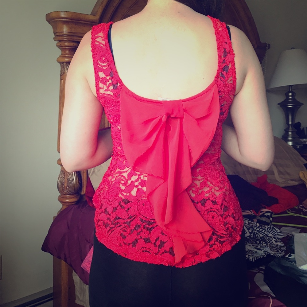 Cute Ruby Peplum Laced Top