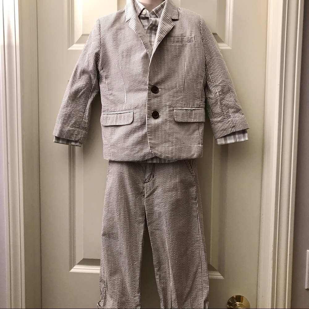 Gymboree Boys Seersucker Suit Blazer & Dress Shirt