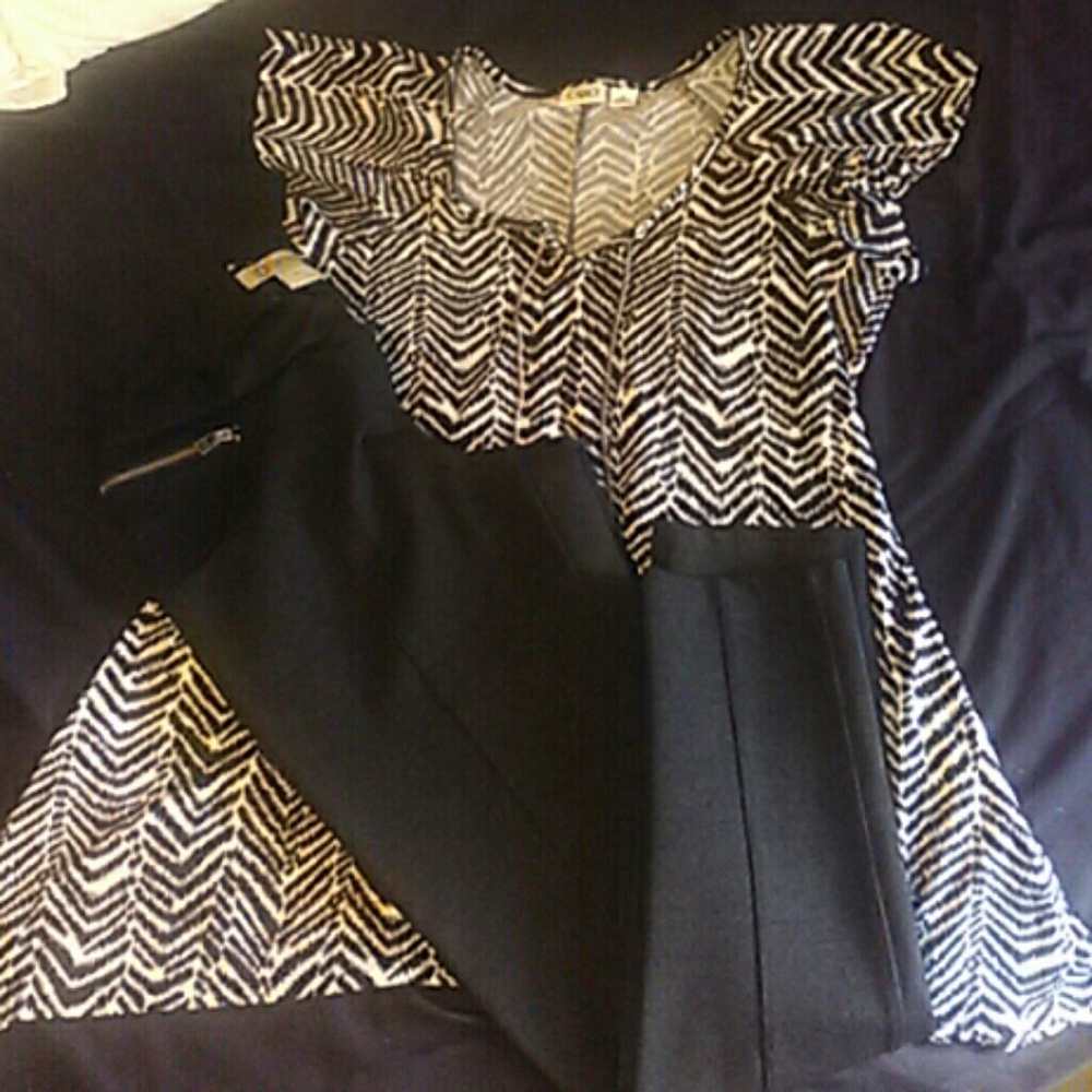 Cato black & white tunic