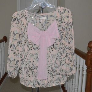 Semi-sheer Bow Blouse
