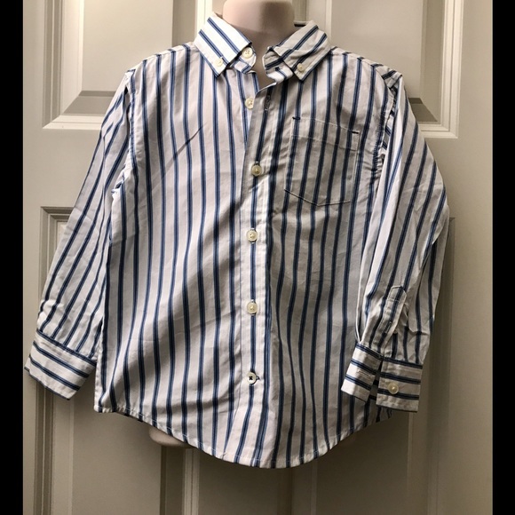 Gymboree Boys Dress Shirt Sz 4 Long Sleeve Stripe - Picture 1 of 3