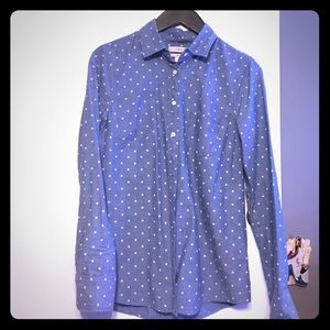 J Crew chambray polla dot blouse