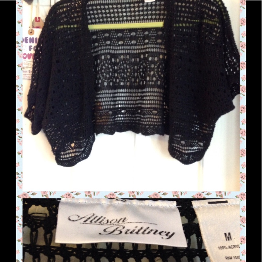Allison Brittney black crocheted lace sweater