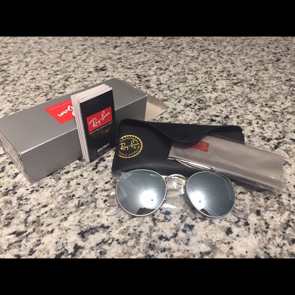 Ray ban round silver flash sunglasses