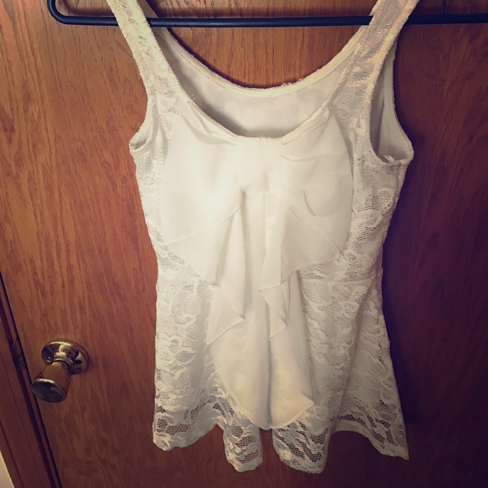 White bowed Peplum top
