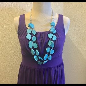 Chunky turquoise statement double stack necklace!